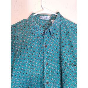Vintage Centerfield Teal Paisley Button-up Shirt.